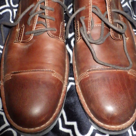 Clarks 10.5 brown leather captoe Derby NWOT - Picture 2 of 5